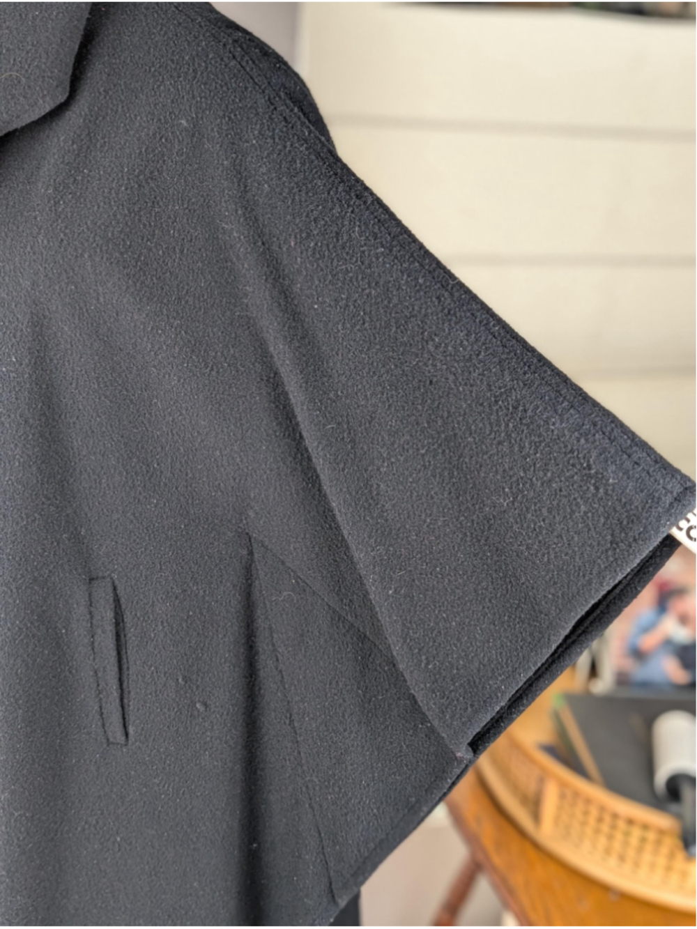 Vintage Forecaster Black Wool Cape Coat – Hooded Cape – Made in USA – Late 1970s - Picture 9 of 14